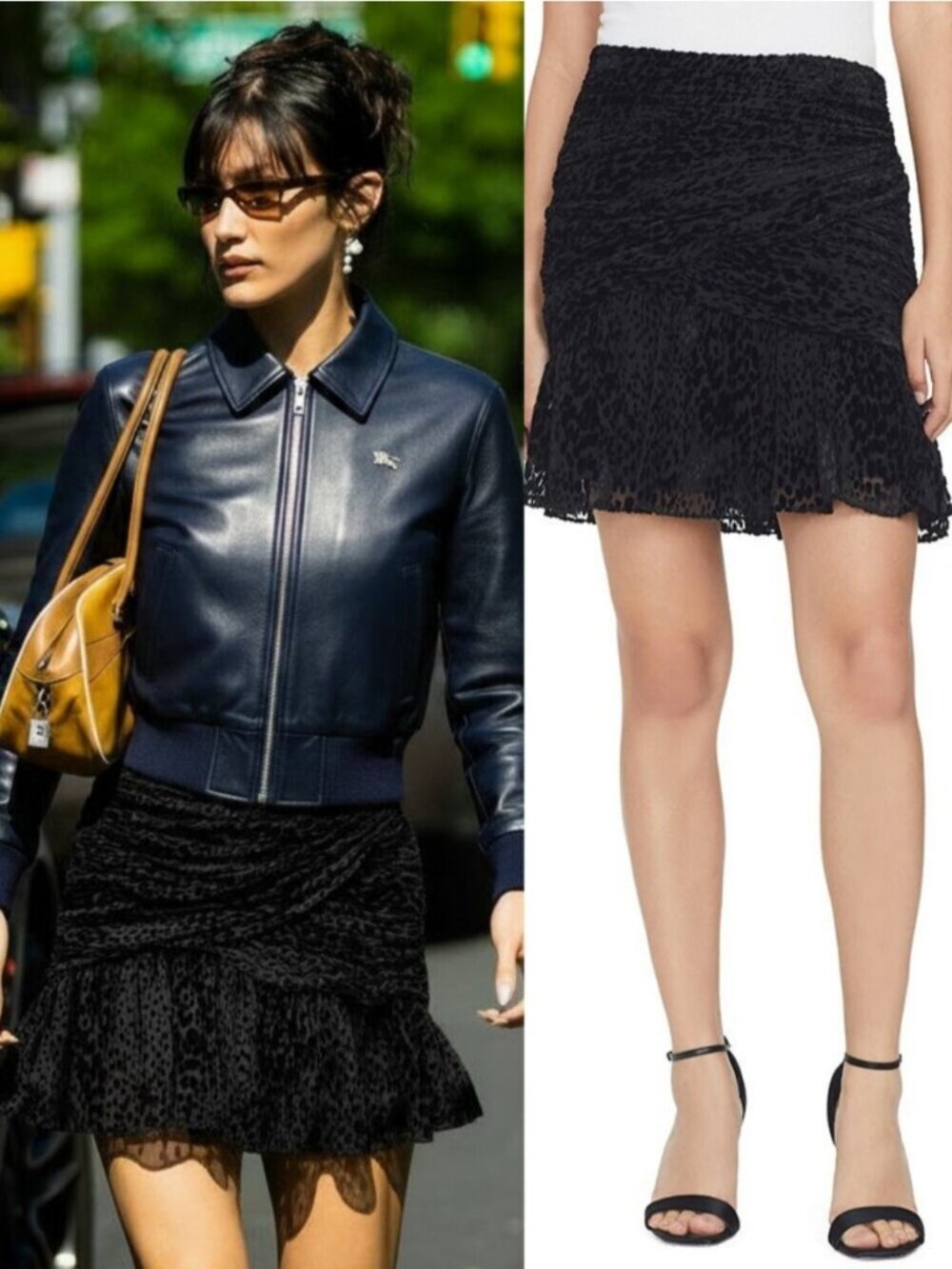 A.L.C. Corey Silk Blend Animal-Print Velvet Burnout Skirt Size 0
